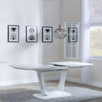 Alpen White Gloss Extending Dining Table with Glass Top