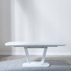 Alpen White Gloss Extending Dining Table with Glass Top
