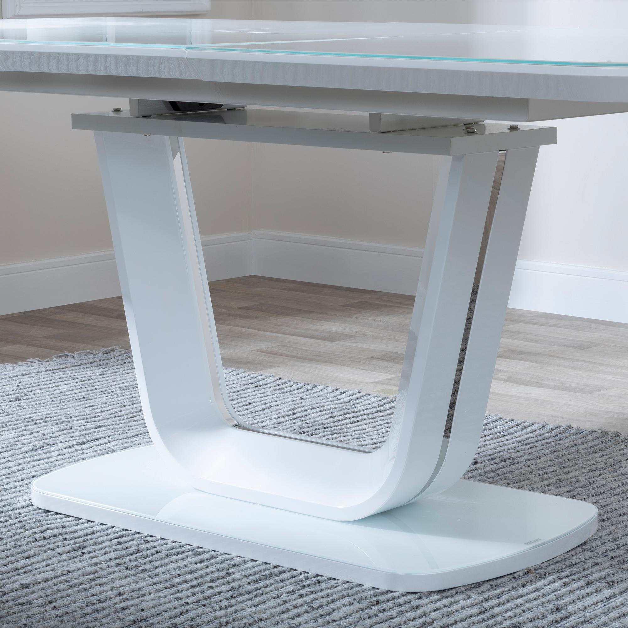 Alpen White Gloss Extending Dining Table with Glass Top