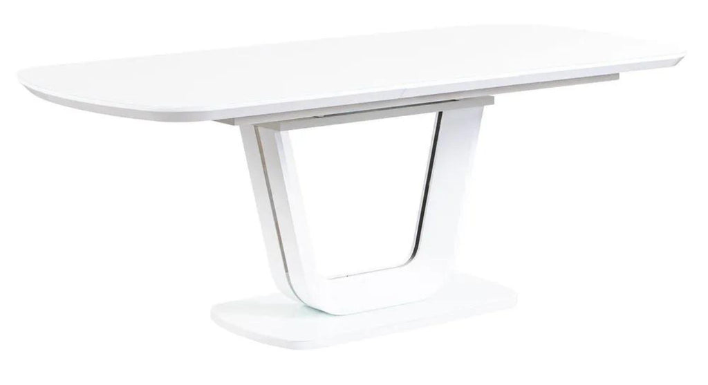 Alpen White Gloss Extending Dining Table with Glass Top