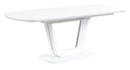 Alpen White Gloss Extending Dining Table with Glass Top