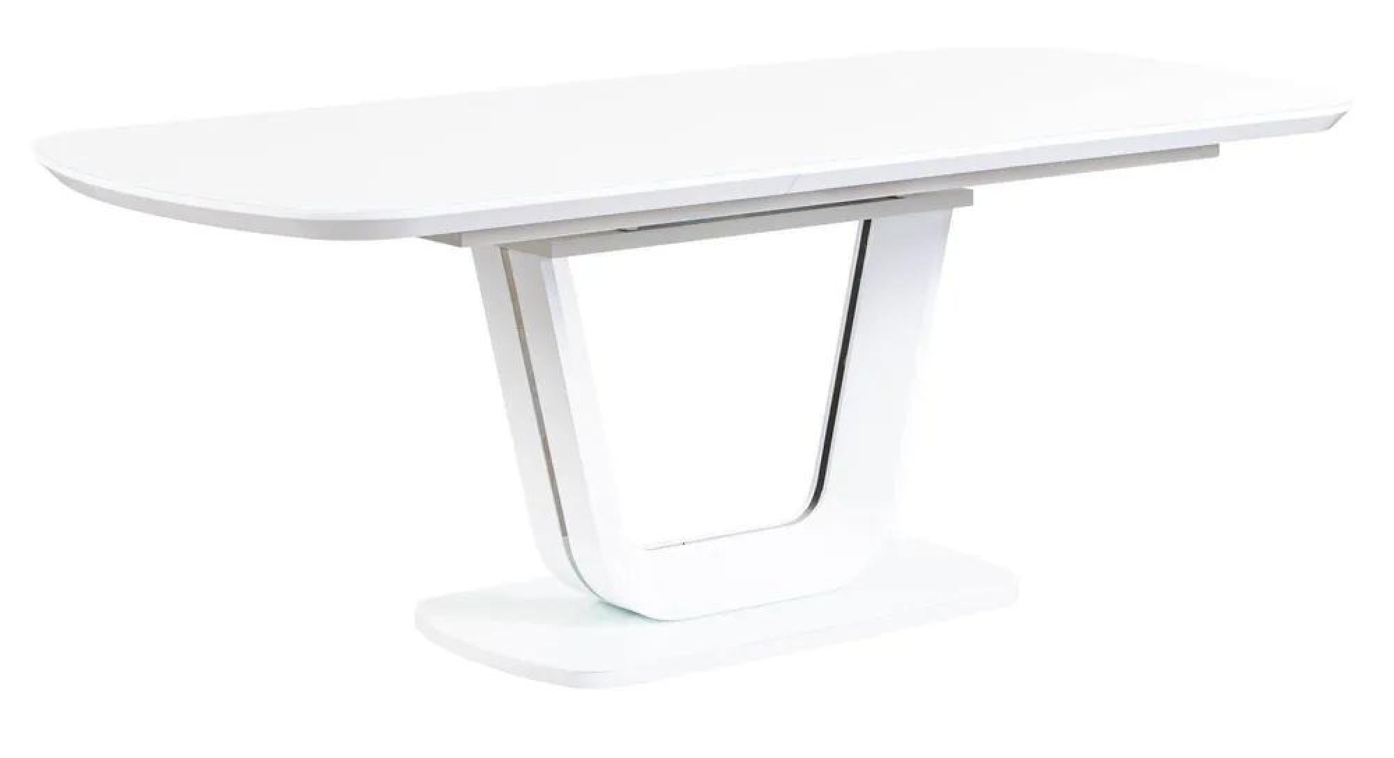 Alpen White Gloss Extending Dining Table with Glass Top