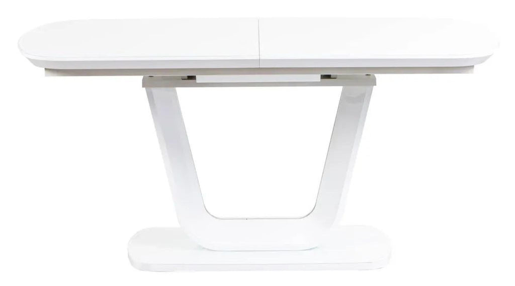 Alpen White Gloss Extending Dining Table with Glass Top