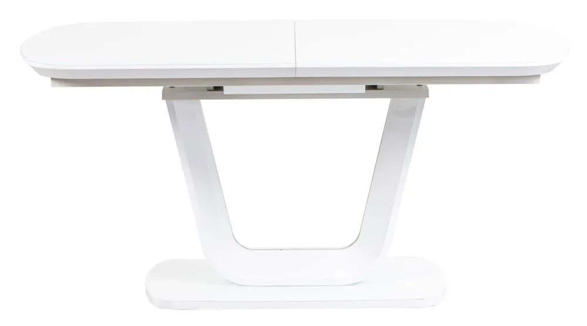 Alpen White Gloss Extending Dining Table with Glass Top