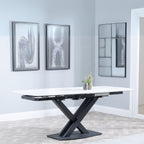 Atlanta White Sintered Stone Extending Dining Table with Black Cross Base - 140cm-200cm