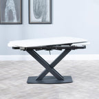 Atlanta White Sintered Stone Extending Dining Table with Black Cross Base - 140cm-200cm