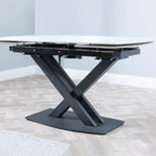 Atlanta White Sintered Stone Extending Dining Table with Black Cross Base - 140cm-200cm