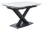 Atlanta White Sintered Stone Extending Dining Table with Black Cross Base - 140cm-200cm