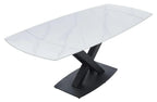 Atlanta White Sintered Stone Extending Dining Table with Black Cross Base - 140cm-200cm