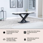Atlanta White Sintered Stone Extending Dining Table with Black Cross Base - 140cm-200cm