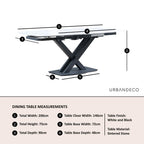 Atlanta White Sintered Stone Extending Dining Table with Black Cross Base - 140cm-200cm