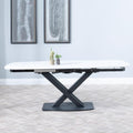 Atlanta White Sintered Stone Extending Dining Table with Black Cross Base - 140cm-200cm