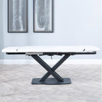Atlanta White Sintered Stone Extending Dining Table with Black Cross Base - 140cm-200cm