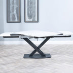 Atlanta White Sintered Stone Extending Dining Table with Black Cross Base - 140cm-200cm