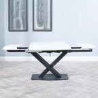 Atlanta White Sintered Stone Extending Dining Table with Black Cross Base - 140cm-200cm