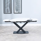 Atlanta White Sintered Stone Extending Dining Table with Black Cross Base - 140cm-200cm