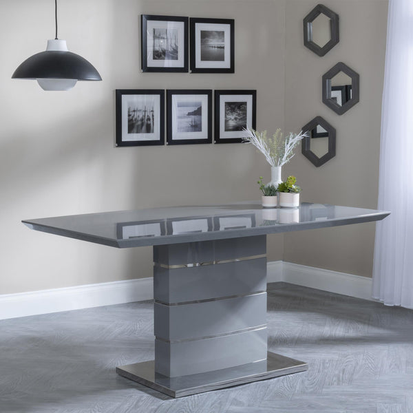 Brice 6 Seater Grey Gloss Dining Table - 160cm