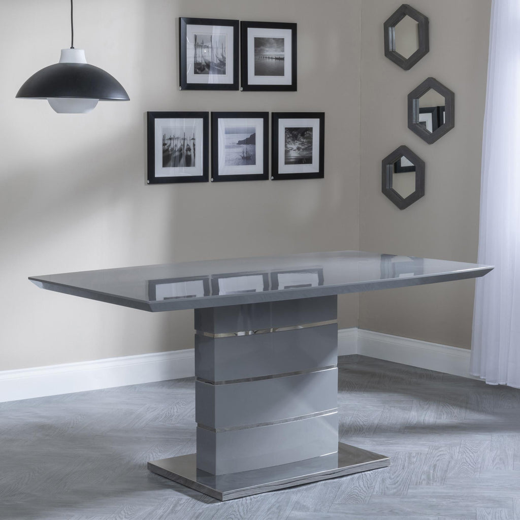 Brice 6 Seater Grey Gloss Dining Table - 160cm