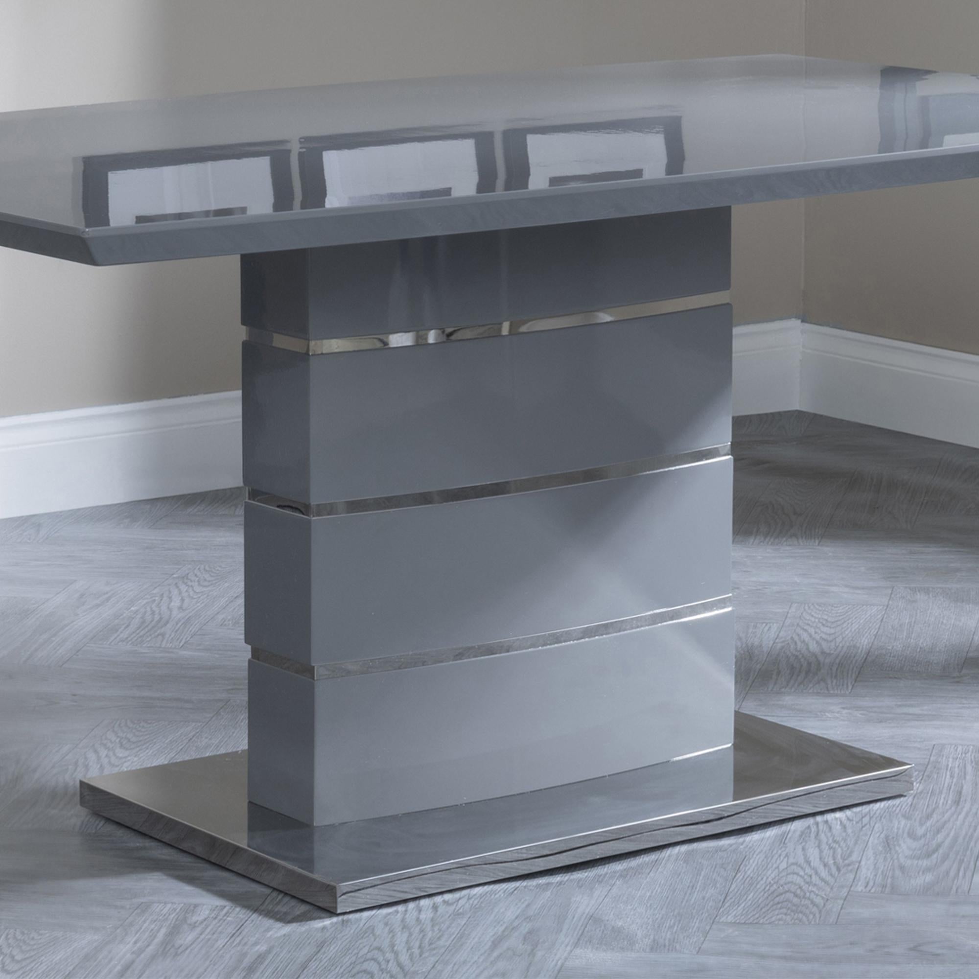 Brice 6 Seater Grey Gloss Dining Table - 160cm