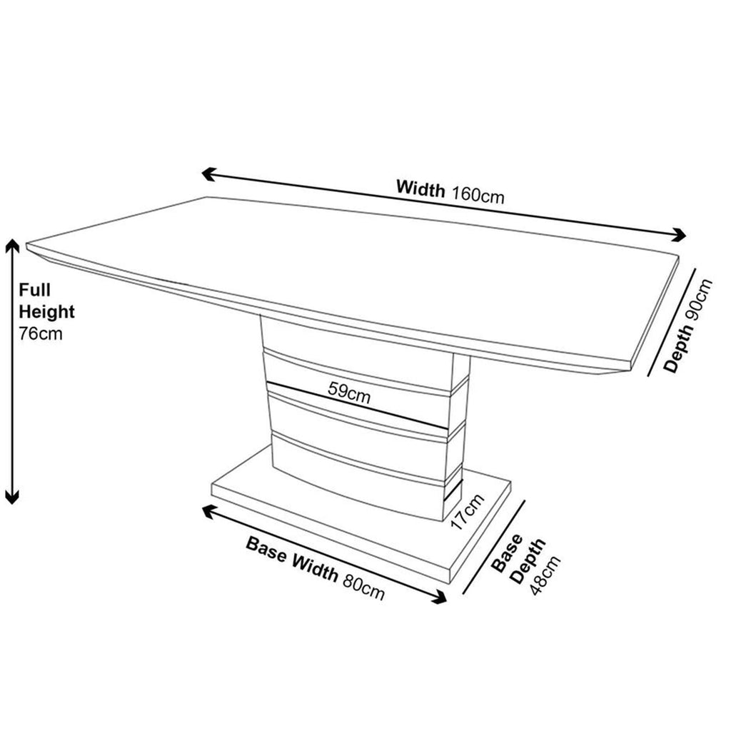 Brice 6 Seater Grey Gloss Dining Table - 160cm