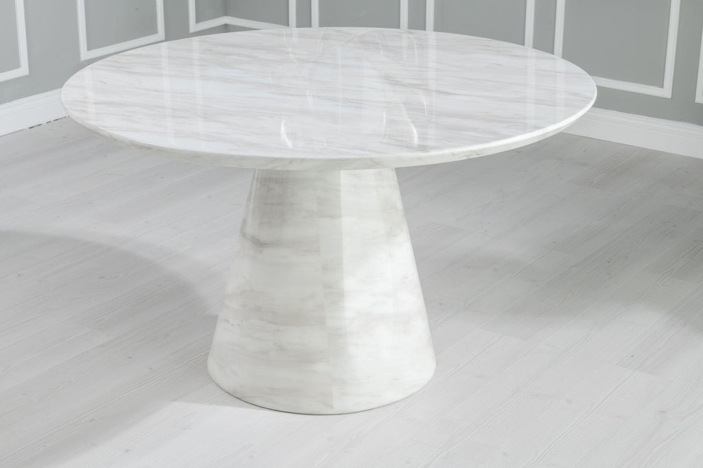 Cannes 130cm White Marble Round Dining Table