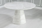 Cannes 130cm White Marble Round Dining Table