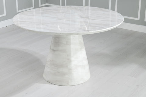 Cannes 130cm White Marble Round Dining Table