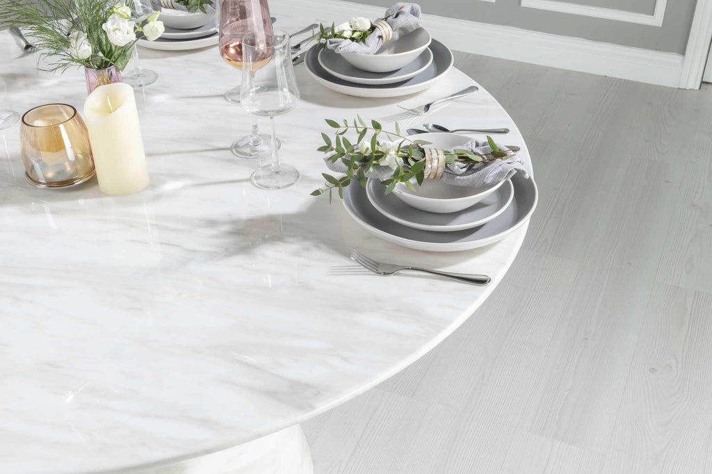 Cannes 130cm White Marble Round Dining Table