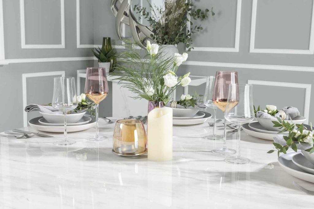 Cannes 130cm White Marble Round Dining Table