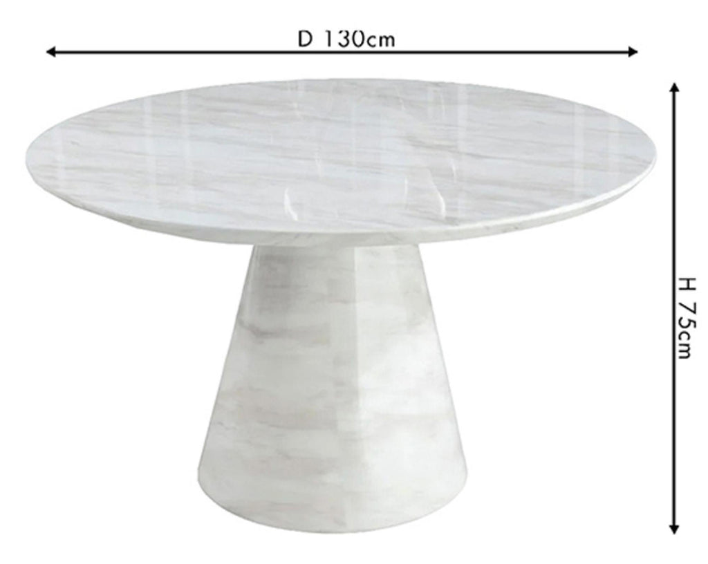 Cannes 130cm White Marble Round Dining Table