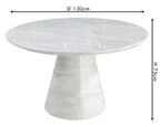 Cannes 130cm White Marble Round Dining Table