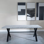 Cadell Grey Concrete Effect 8 Seater Dining Table with Black Cross Legs