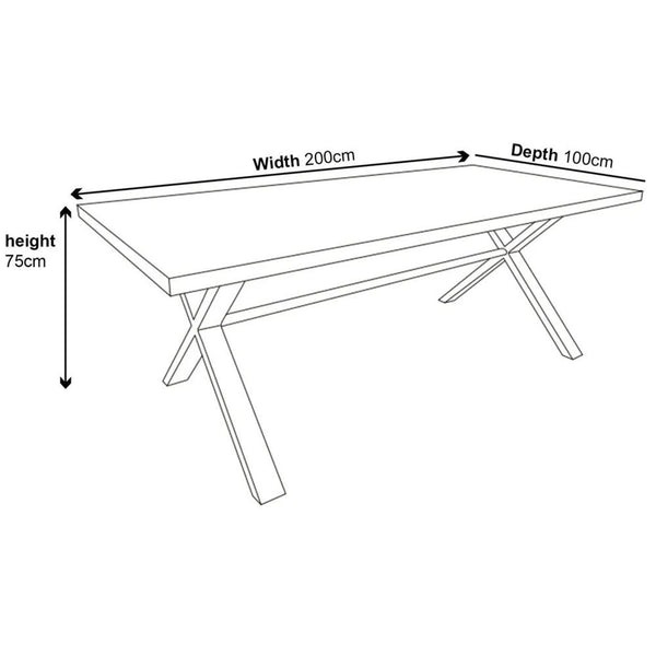 Cadell Grey Concrete Effect 8 Seater Dining Table with Black Cross Legs