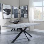 Cadell Grey Concrete Effect 6 Seater Dining Table with Black Spider Legs