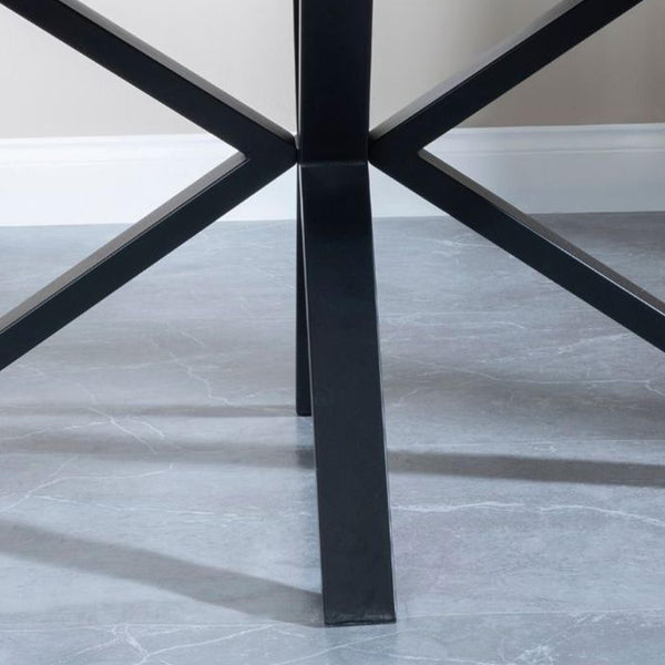 Cadell Grey Concrete Effect 6 Seater Dining Table with Black Spider Legs