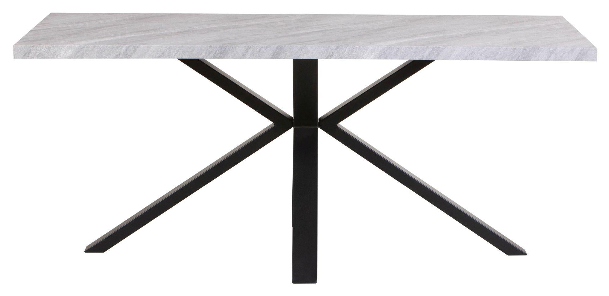 Cadell Grey Concrete Effect 6 Seater Dining Table with Black Spider Legs