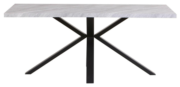 Cadell Grey Concrete Effect 6 Seater Dining Table with Black Spider Legs