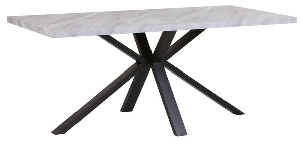 Cadell Grey Concrete Effect 6 Seater Dining Table with Black Spider Legs