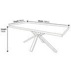 Cadell Grey Concrete Effect 6 Seater Dining Table with Black Spider Legs