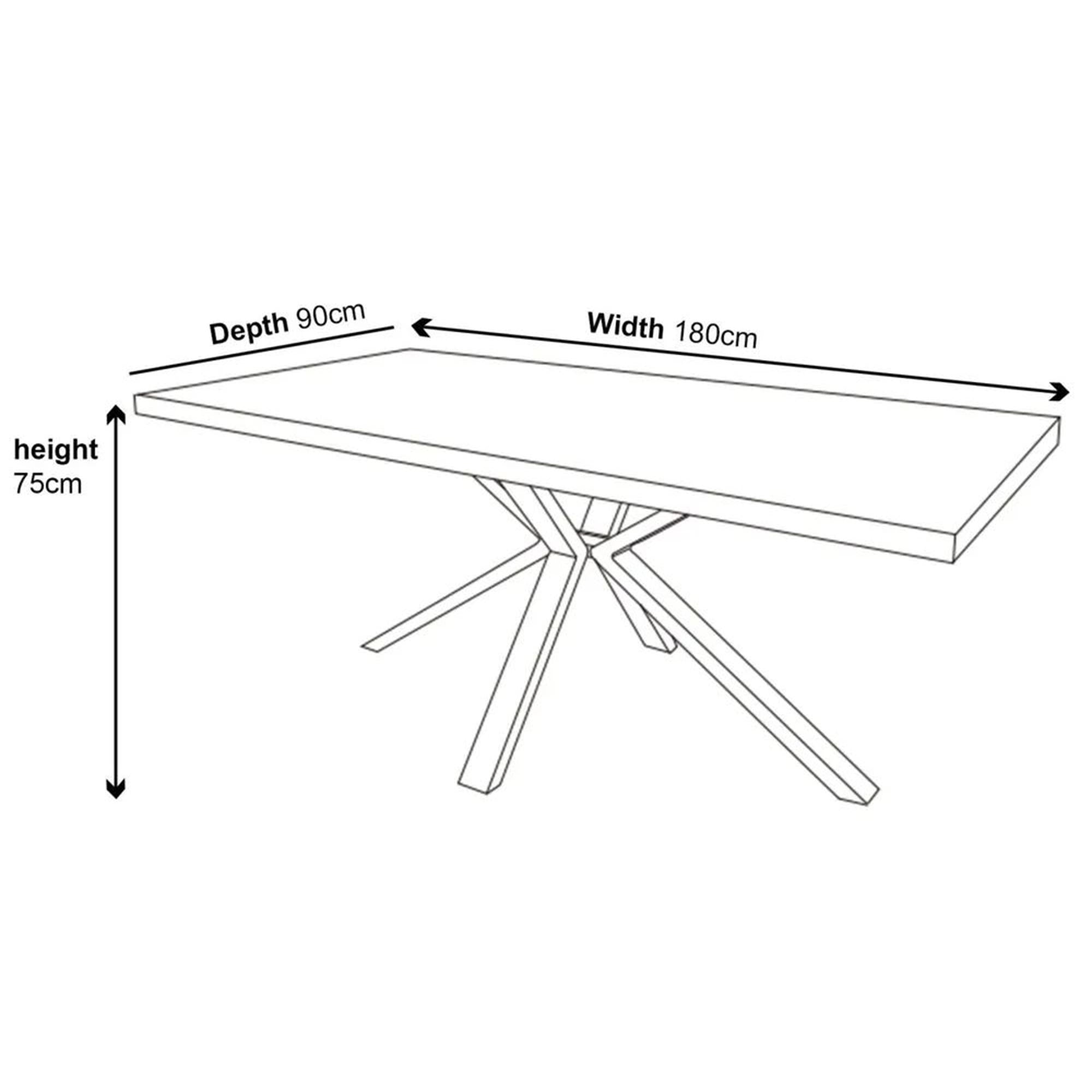 Cadell Grey Concrete Effect 6 Seater Dining Table with Black Spider Legs