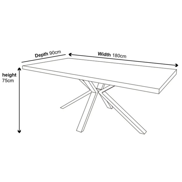 Cadell Grey Concrete Effect 6 Seater Dining Table with Black Spider Legs