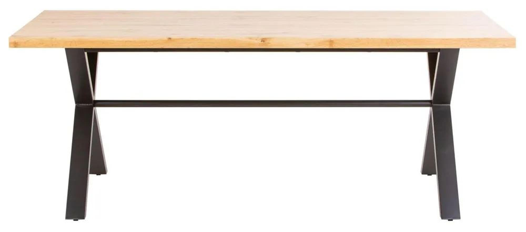 Cadell Industrial Oak Effect 8 Seater Dining Table with Black Cross Legs