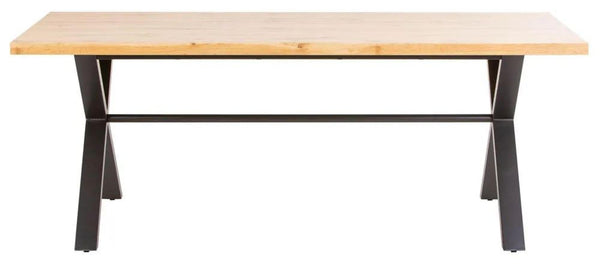 Cadell Industrial Oak Effect 8 Seater Dining Table with Black Cross Legs
