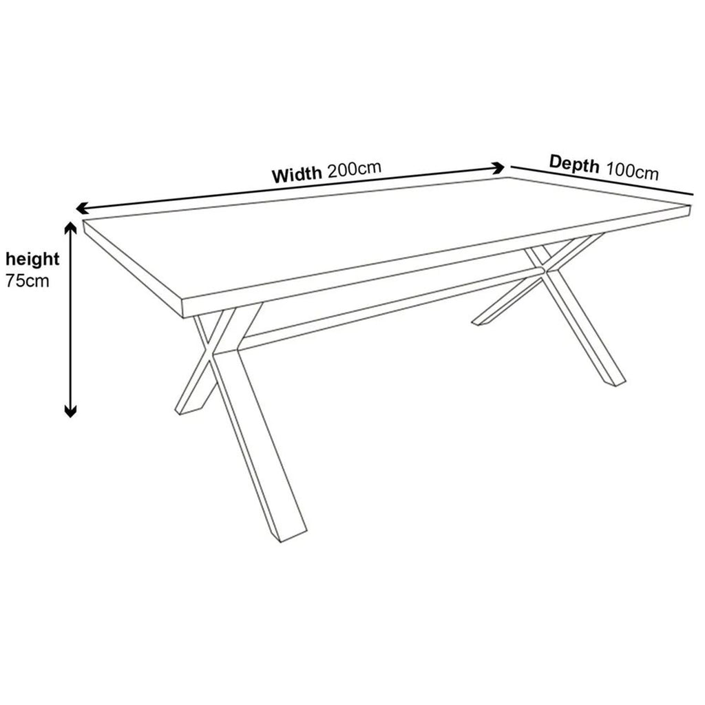 Cadell Industrial Oak Effect 8 Seater Dining Table with Black Cross Legs