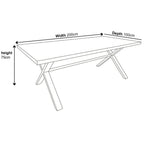 Cadell Industrial Oak Effect 8 Seater Dining Table with Black Cross Legs