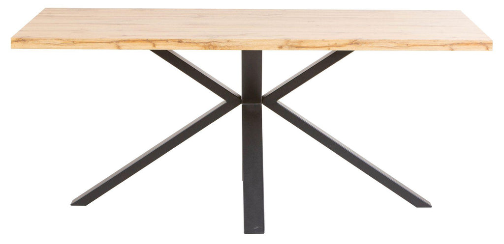 Cadell Industrial Oak Effect 6 Seater Dining Table with Black Spider Legs