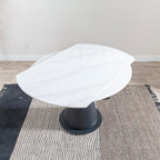 Clara 135cm White Sintered Stone Round Dining Table with Black Pedestal Base