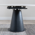 Clara 135cm White Sintered Stone Round Dining Table with Black Pedestal Base