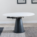 Clara 135cm White Sintered Stone Round Dining Table with Black Pedestal Base