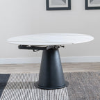 Clara 135cm White Sintered Stone Round Dining Table with Black Pedestal Base
